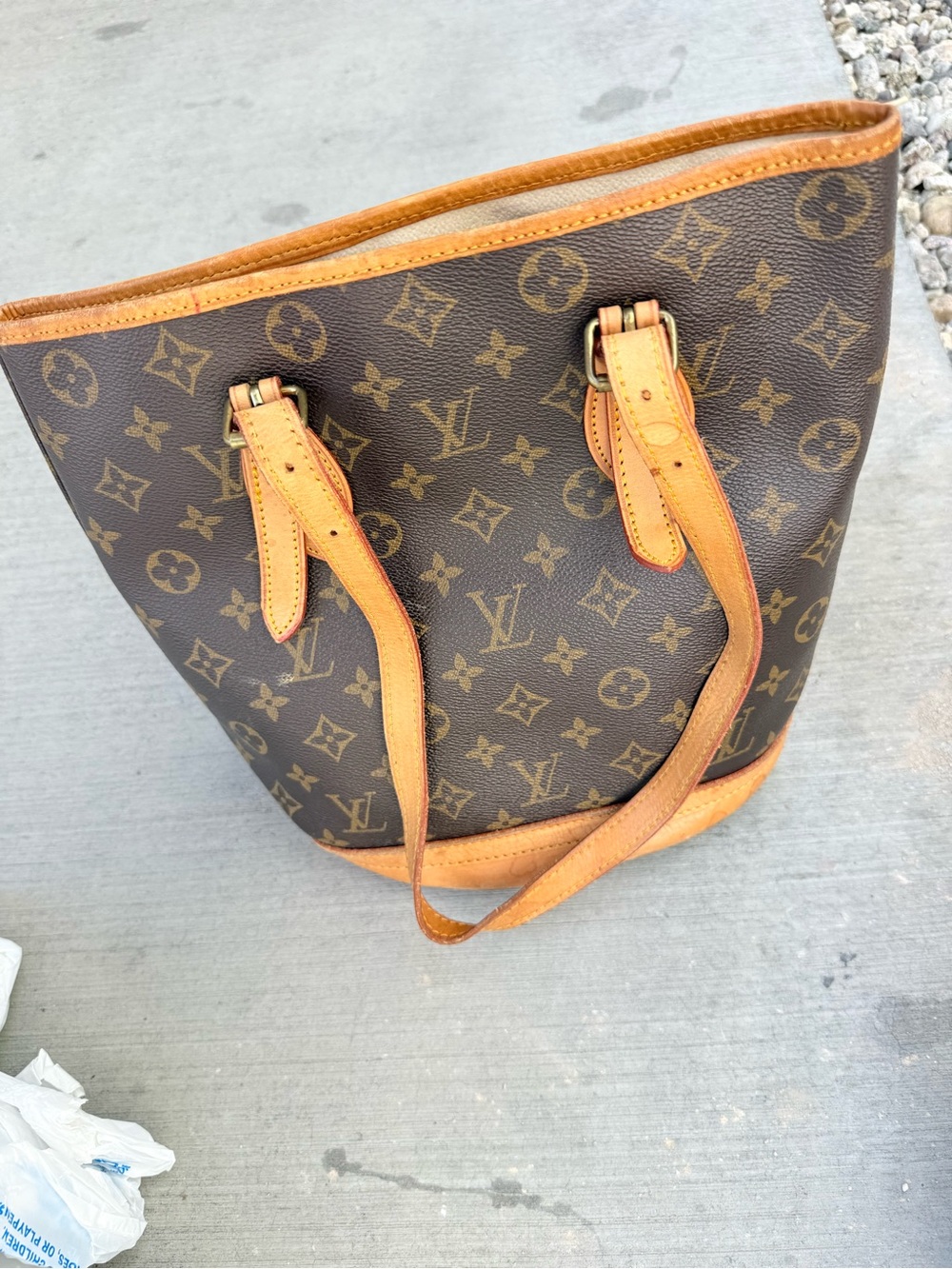 Louis Vuitton Monogram Canvas Tote in Brown with Tan Trim